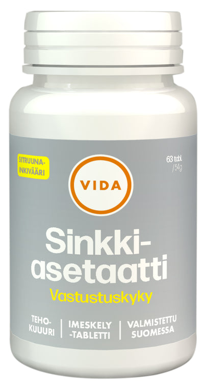 Vida Sinkki-asetaatti Sitruuna-Inkivääri, 63 tabl - Kevytkauppa.fi