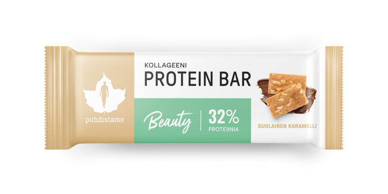 Puhdistamo Kollageeni Beauty Protein Bar - Suolainen Karamelli - Kevytkauppa.fi