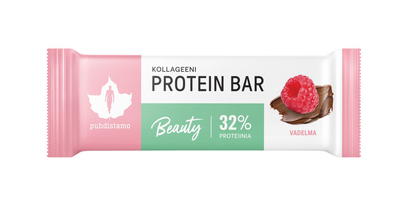 Puhdistamo Kollageeni Beauty Protein Bar - Vadelma - Kevytkauppa.fi